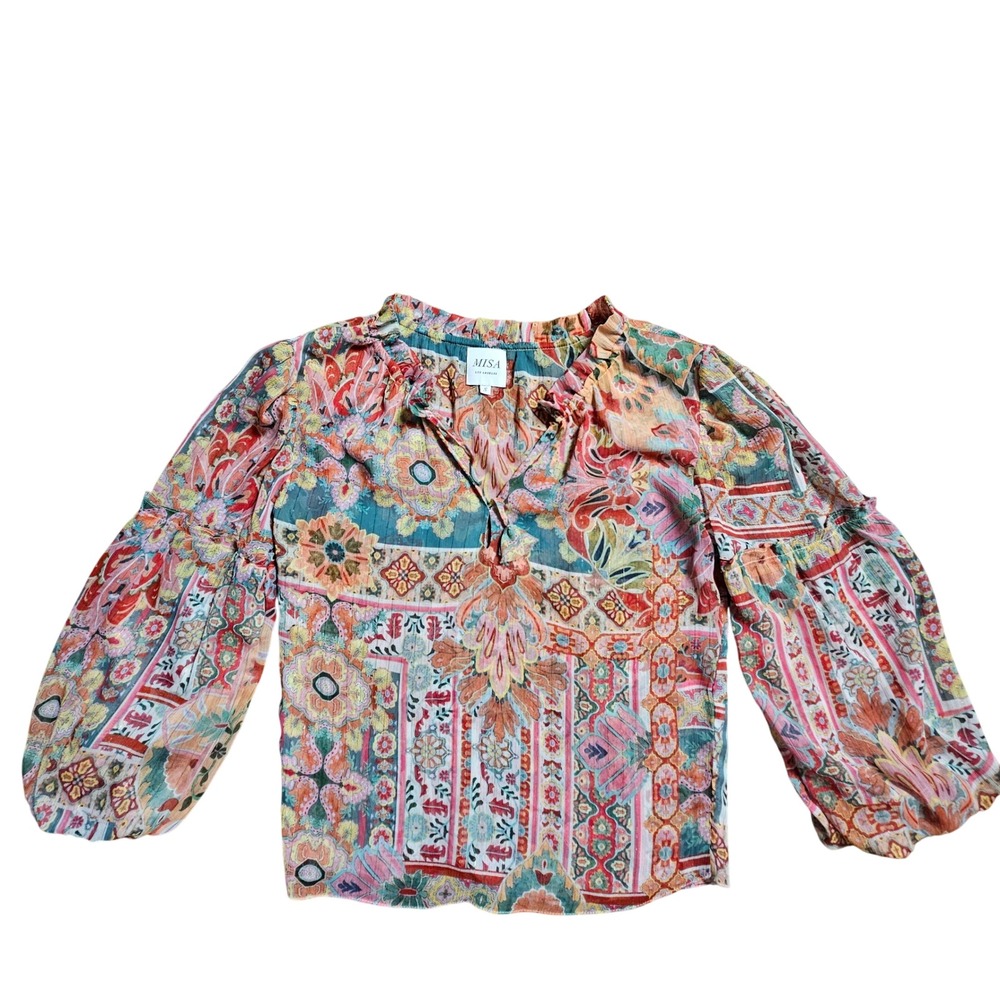 Misa Los Angeles Renata Top Palazzo Tile print Balloon Sleeve Boho Festival‎
